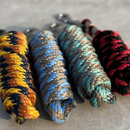 Horse Poly Lead Rope with Heavy Duty Bolt Snap, Braided Rope for Horse and Livestock (Light Purple/Silver) - color: Light Purple/Silver