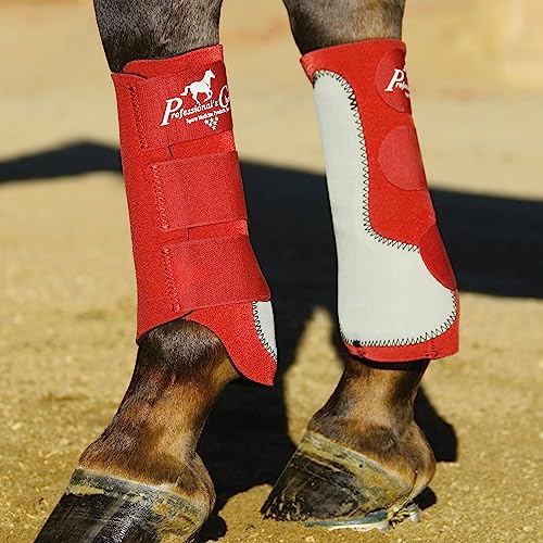 Professional's Choice Equine Easy-Fit Front Leg Splint Boot | Hook & Loop Closure | Sold in Pairs | One Size Fits All - color: Crimson Red, size: One Size