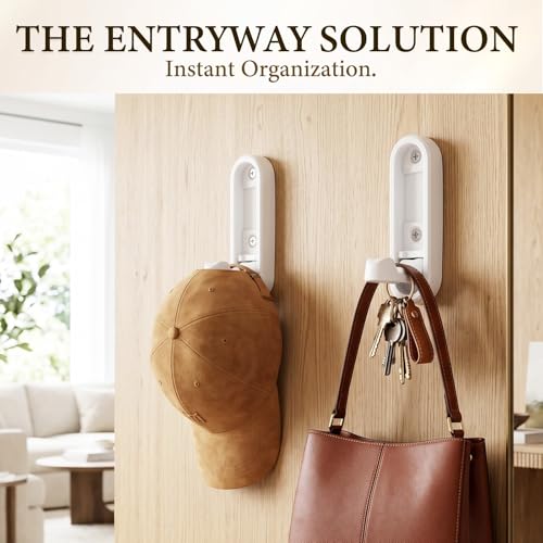 Foldable Wall Hooks, 4 Pack White Heavy Duty Coat Hooks, Screw Mounted - color: White, size: 4 Pack