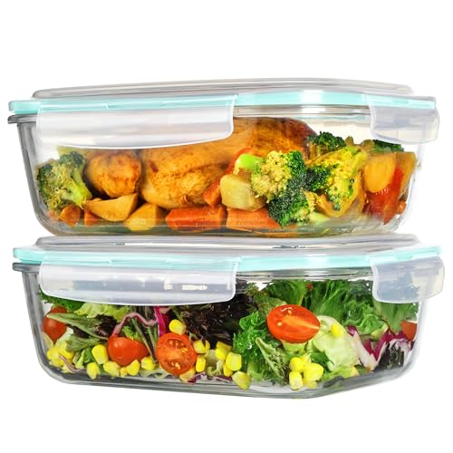 Vtopmart 2Pack 2260ml/76.4oz Extra Large Glass Storage Containers, Green - color: Green, size: 76.4oz
