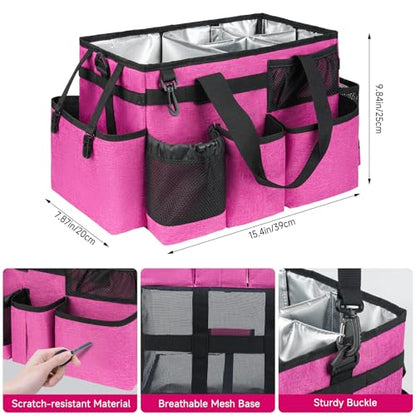 Cleaning Caddy Bag, Large Cleaning Bag for Housekeepers, Rose Pink - color: Rose Pink, size: L