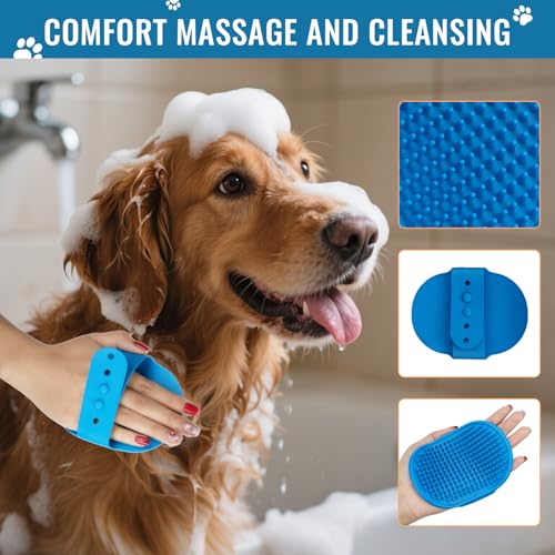 Pjordo 8 in-1 Dog Grooming Kit - Supplies for Short and Long Hair Dogs & Cats, Dog Brushes for Grooming, Dematting Comb for Pet, Bath Brush, Flea Comb, Pet Donditioner, Set in Blue