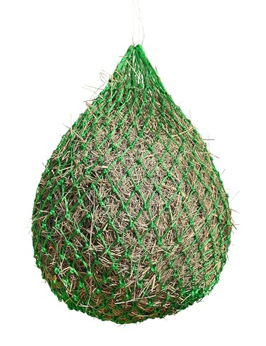 Harrison Howard Slow Feed Hay Net for Horses, 40 Inch Hay Bag Holds 1–2 Flakes, 2 Inch Mesh Durable Hanging Feeder for Stable, Pasture & Livestock-Bright Green - color: Bright Green