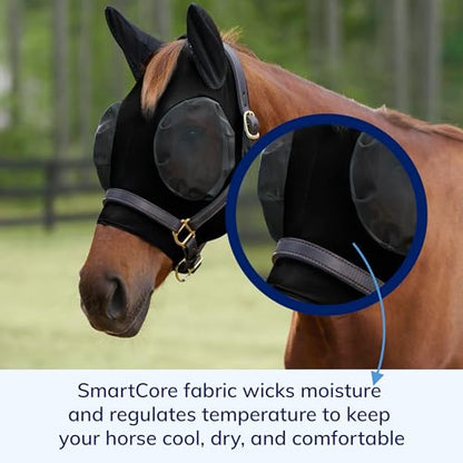 SmartEquine Comfort Horse Fly Mask with SmartCore Technology, Cob Size - size: Cob