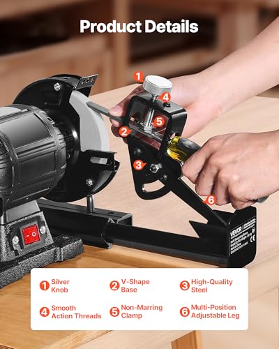 VEVOR Multi-Grind Sharpening System, Vari-Grind Pro Sharpening Jig Kit for 6" & 8" Bench Grinders – with Platform, Long Support Arm & Fingernail Gouge Jig, for Chisels, Woodturning, Plane Irons