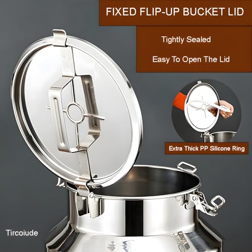 304 Stainless Steel Milk Can, 8L / 2.1Gal Heavy Duty Milk Transport Cans, Wine Pail Bucket with Sealed Lid,Metal Water Beverage Drink Dispenser, Airtight Food Storage Container for Home - size: 8L