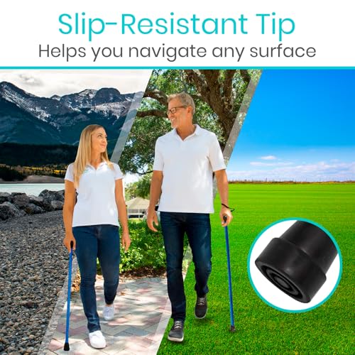 Vive Folding Cane - Foldable Walking Cane for Men, Women - Fold-up - color: Blue