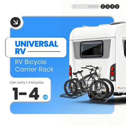 ECOTRIC RV Bicycle Carrier Rack Camper Trailer Rear Bike Mount Rack for 1-4 | Bicycles