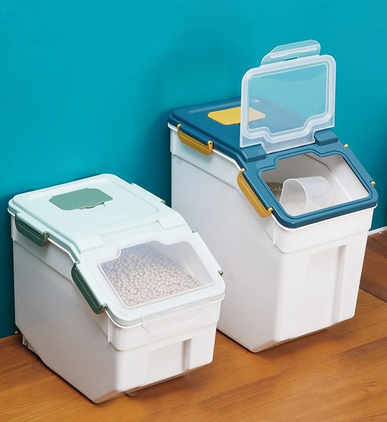 Saim 4Pack 25lbs Flour & Rice Storage Container Bin,Rice Dispenser (Green) - color: 4Pack 25lbs Green