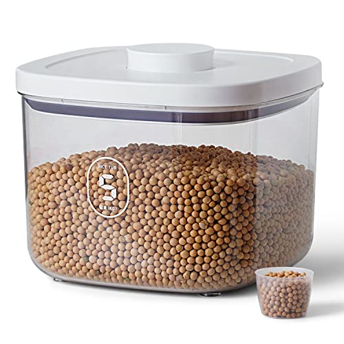 10 Lbs Storage Container Bin Rice Dispenser with Measuring Cup Food Cereal Container Bins Household for Kitchen Pantry Organization - color: AY-5KG-WHITE