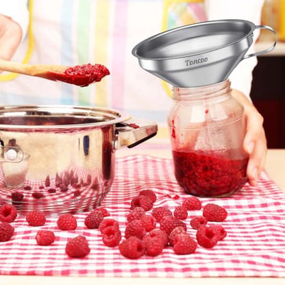 5 Inch Stainless Steel Funnel with Strainer and 200 Fine Mesh Filter, Food Grade Metal Funnel, Cooking Oil Filter, Oil Strainer for Deep Fryer, Milk Strainer, Funnels for Kitchen Use Filling Bottles