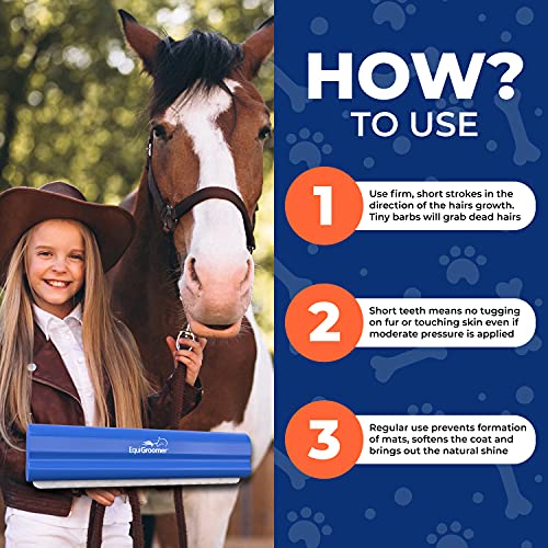 EquiGroomer 8-Inch Deshedding Brush for Dogs & Horses, Blue - color: Blue