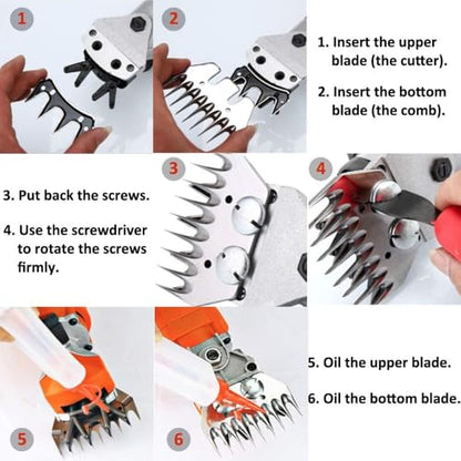2 Pack 9-Tooth Electric Sheep Shears Replacement Blades, Straight High Carbon Steel Shear Blades for Thick Wool, Compatible with Most Electric Shears, Durable Design