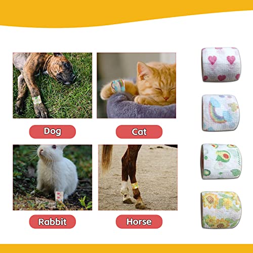 12Rolls Vet Tape Wrap, 2 inch Self Adhesive Bandage Wrap for Dog Pet