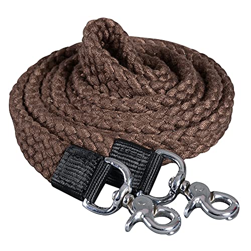 HILASON Braided Flat Cotton Roping Rein Trigger 1" X 7Ft | Horse Racing Barrel Gifts - color: Brown