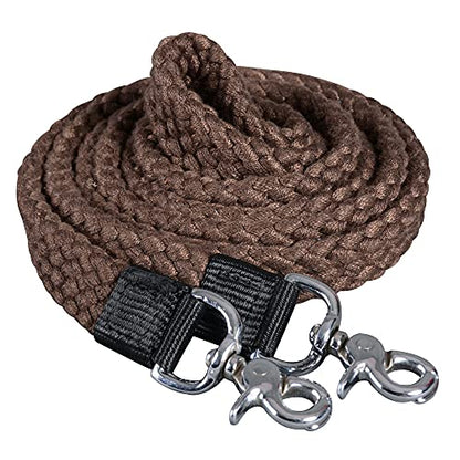 HILASON Braided Flat Cotton Roping Rein Trigger 1" X 7Ft | Horse Racing Barrel Gifts - color: Brown