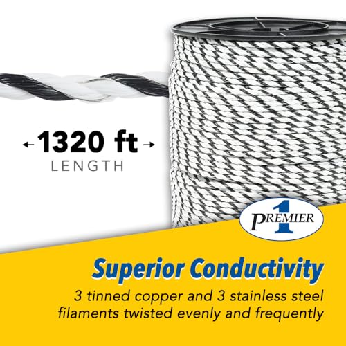 Premier 1 IntelliRope® PE 4.5 Electric Fence Rope – 4.5mm, 1320 ft