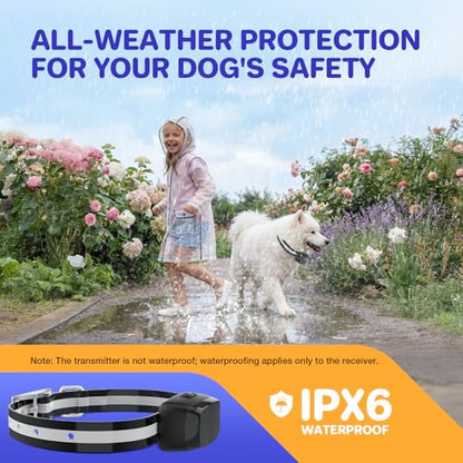 Electric Dog Fence System for 2 Dogs,Wired Pet Containment System | 2 Water Resistant Collar Receiver,Underground/Aboveground,with Adjustable Static/Tone Correction for Small Medium Large Dogs