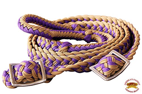 HILASON Braided Poly Barrel Horse Racing Reins Flat Grip Knots 1" X 8Ft | Rein Gifts - color: Burgundy-Tan