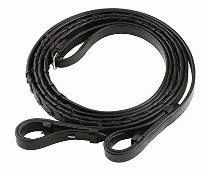 Henri de Rivel Pro Extra Long Flat Laced Reins - color: Black, size: Oversize