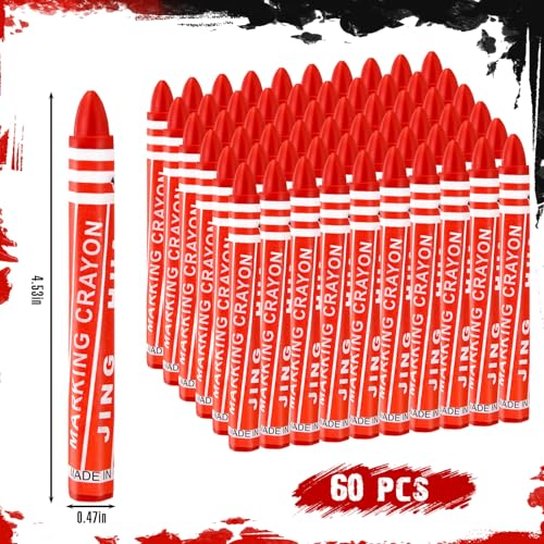 MotiMind 60 Pcs Industrial Lumber Crayons Bulk Wax Tire Marker Construction Marker for Craft Detailed Marking on Lumber Metal Carton Ceramics Concrete Glass Plastic 4.45" x 0.43" (Red) - color: Red