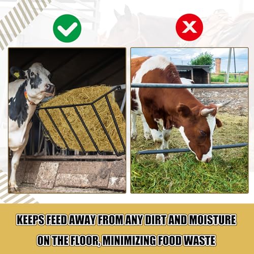 Zonon 3 Pcs Wall Mount Hay Rack for Goats Sheep Horses 22 Gallon Detachable Heavy Duty Hay Feeder 23.62 x 22.76 x 11.81 Inch Metal Livestock Hanging Feeder for Indoor Outdoor Farm
