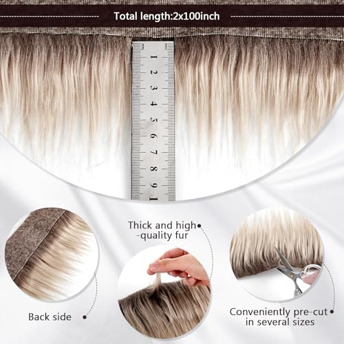 Tatuo 2 X 100 Inch Beige Fake Fur Fabric for Crafts Sewing DIY - color: Beige, size: 2 x 100 Inch