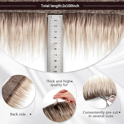 Tatuo 2 X 100 Inch Beige Fake Fur Fabric for Crafts Sewing DIY - color: Beige, size: 2 x 100 Inch