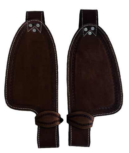 Smooth Leather with Scallop Tooling Replacement Fenders Pair for Pony or Youth Saddle, Brown