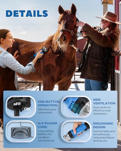 Horse Clippers 690W 28000RPM, with 6 Speed Adjustable