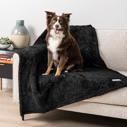 PetAmi Fluffy Sherpa Waterproof Dog Blanket for Small Pet Cat, 24x32 Black - color: Black, size: Small (24x32)