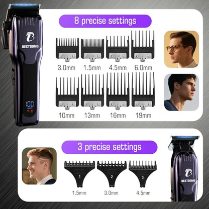 BESTBOMG® Professional Hair Clippers for Men, Clipper & Trimmer Set, Blue - color: Blue