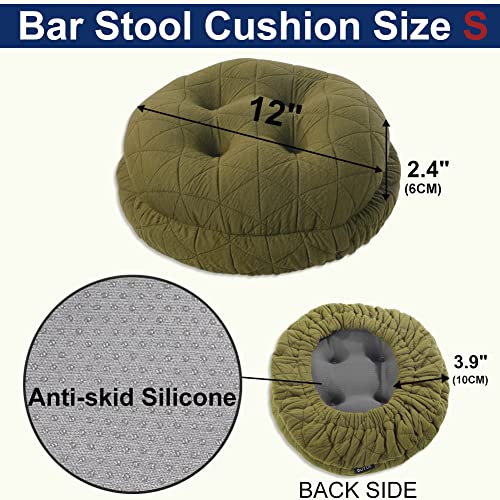 BUYUE Round Bar Stool Seat Cushion, Dia.12 Luxury Fashion Jacquard with Anti-Skid Silicone Bar Stool Cushion Padded (Green, S,1 Count) - color: Green, style: Round S