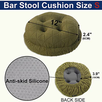 BUYUE Round Bar Stool Seat Cushion, Dia.12 Luxury Fashion Jacquard with Anti-Skid Silicone Bar Stool Cushion Padded (Green, S,1 Count) - color: Green, style: Round S