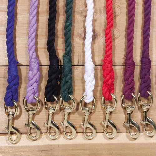 Dura-Tech 8' Cotton Lead Rope | Heavy Braided Design | 5/8" Diameter | Soft, Durable & Comfortable Grip | Brass-Plated Snap | Ideal for Barn, Farm & Shows - color: Red