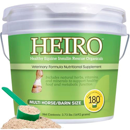 HEIRO Healthy Equine Insulin Rescue Nutritional Supplement for Horses, Natural Herbal Blend with Magnesium & Vitamin E, Supports Normal Metabolic Function & Hoof Comfort (180 Servings) - size: 180 Servings