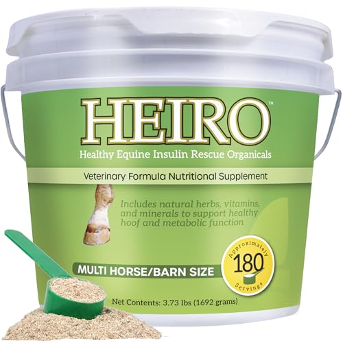 HEIRO Healthy Equine Insulin Rescue Nutritional Supplement for Horses, Natural Herbal Blend with Magnesium & Vitamin E, Supports Normal Metabolic Function & Hoof Comfort (180 Servings) - size: 180 Servings