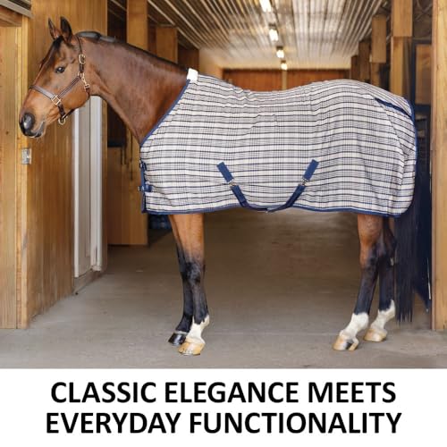 Schneiders Hunt Club Plaid II Horse Stable Sheet | Classic Lightweight Summer & Show Cover | Durable Polyester Fabric | Fleece-Lined Wither | Secure Fit Design - size: Horse Size 68