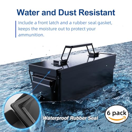 HARDROCK Metal Ammo Can, Ammo Box - color: Black, size: 30cal *6