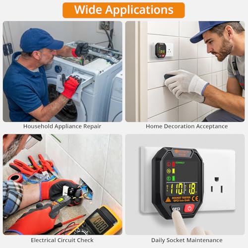 Neoteck Professional Electrical Testing Kit: 6000Cpunts Digital Multimeter & Voltage Detector Pen with Receptacle Tester, Auto Range, NCV, AC/DC Voltage, Current, Circuit Testing, Continuity