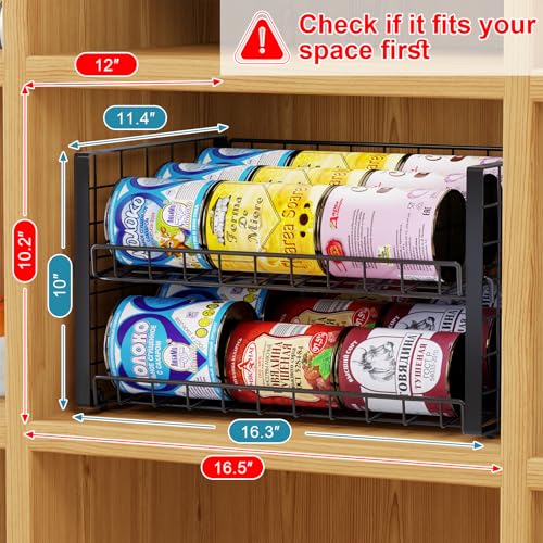 2 Pack Stackable Can Organizer, Adjustable Can Holder Rack for Pantry | 2-Tier Can Storage Rack Holds Up to 60 Cans, Organizer for Soda & Food Cans in Kitchen Cabinet, Black - style: 2-Tier 2-Pack