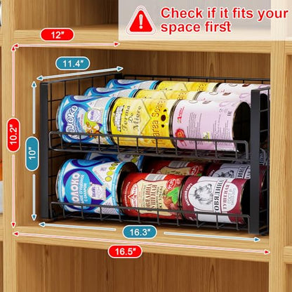 2 Pack Stackable Can Organizer, Adjustable Can Holder Rack for Pantry | 2-Tier Can Storage Rack Holds Up to 60 Cans, Organizer for Soda & Food Cans in Kitchen Cabinet, Black - style: 2-Tier 2-Pack