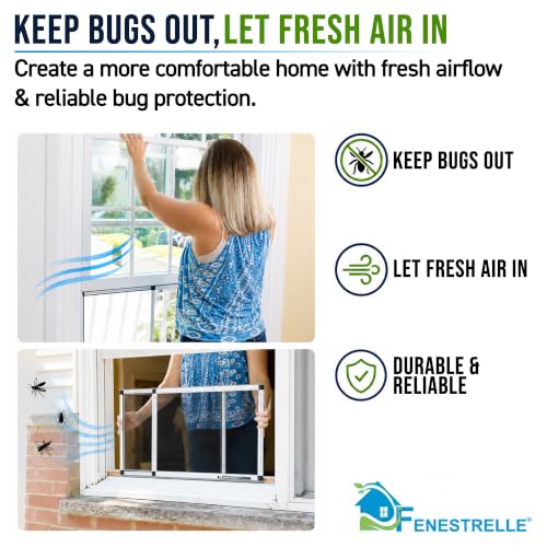 Fenestrelle Expandable Window Screen – 20″ H × 28″–54″ W Horizontal, 2‑Way Adjustable Window Screen with Flame Resistant Fiberglass Mesh, Pack of 2 - size: Large (20" H x 28"-54" W)