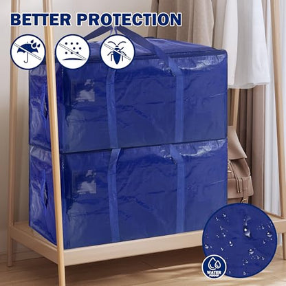 8 Pack Extra Heavy Duty Large Moving Bags with Strong Zipper & Carrying Handles, Sturdy Clothes Storage Bag Totes Bins, Packing Bags Moving Boxes College Moving Supplies, Dark Blue - 40 gal - size: 40 gal-Dark Blue