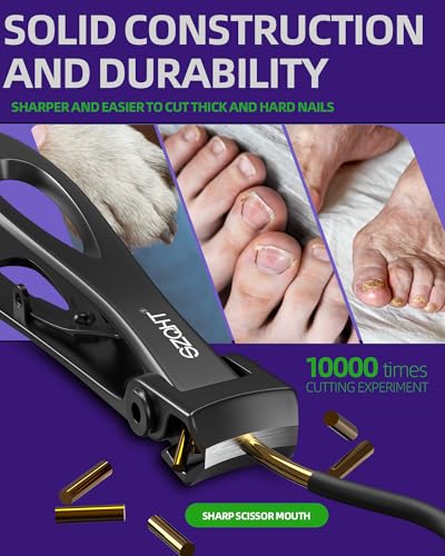 Ultra Wide Jaw Opening Nail Clippers Set, Toenail Clippers for Thick Nails, Heavy Duty Nail Cutter, Stainless Steel Toe Nail Clippers for Seniors, Men & Women Manicure,Pedicure,Big(Black) - color: Black