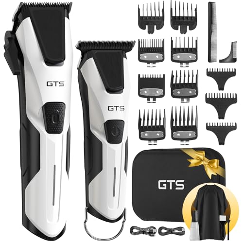 Professional Hair Clippers for Men, Professional Barber Clippers and Trimmer Set, Mens Cordless Hair Clipper for Barbers Haircut Kit Fade White - color: White