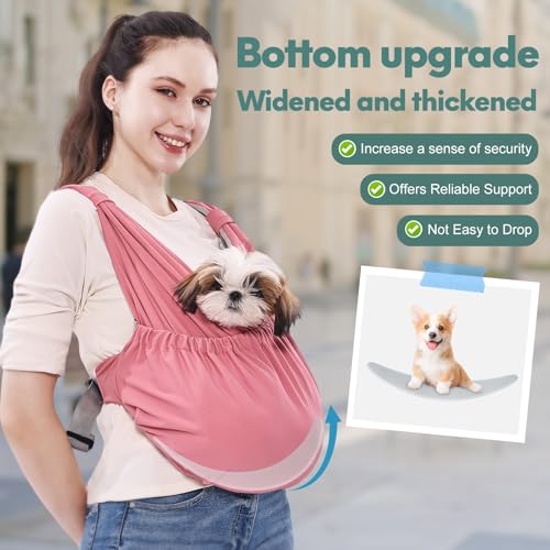 Supet Dog Sling Carrier for Small Pet, Adjustable Hands Free Front Backpack - color: Pink, size: Regular