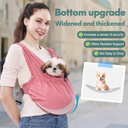 Supet Dog Sling Carrier for Small Pet, Adjustable Hands Free Front Backpack - color: Pink, size: Regular