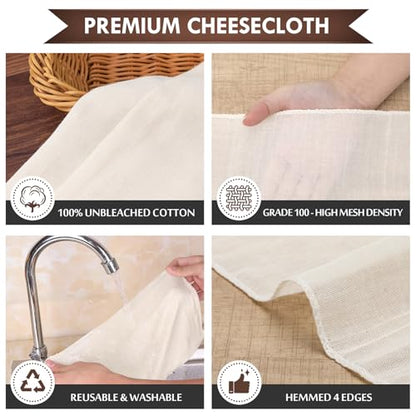 TOPULORS 2-Pack Cheesecloth, 36x36 In Unbleached Cotton Straining Cloth - size: 2 PCS- 36x36 Inch （2 Yards）
