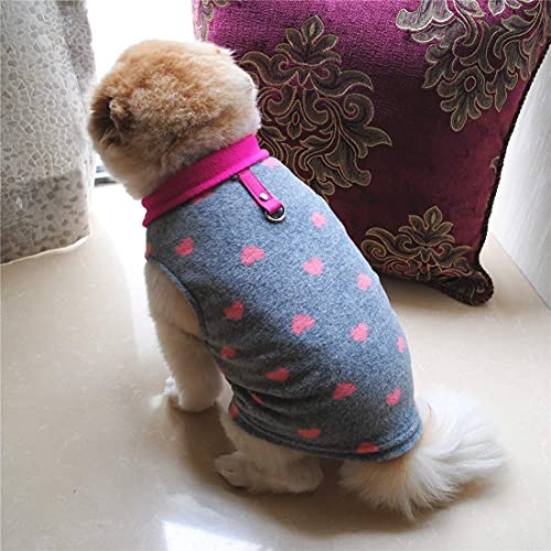 Dog Sweater, Soft Fleece Vest with Leash Ring Pullover Jacket Winter Pet Dog Clothes for Puppy Small Dogs Cats Teddy Chihuahua Yorkshire Grey Heart | Winter Jacket,Pet Clothing,Dog Clothes,Puppy,For Small Dogs Cats,Teddy,Cat Apparel,Dog Costume,Christmas